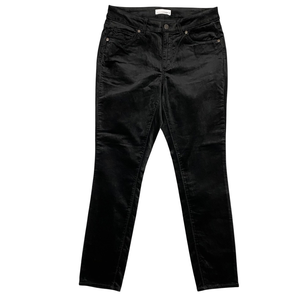 LOFT Made and Loved Curvy Skinny Corduroy Velvet 5 Pocket Pants Women 8/29 Black